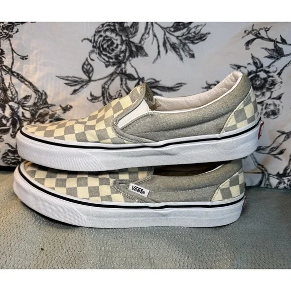 Vans Slip-On Checkerboard Skate Shoe Gray White Women's 9 Men 7.5 - Picture 7 of 13